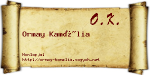 Ormay Kamélia névjegykártya